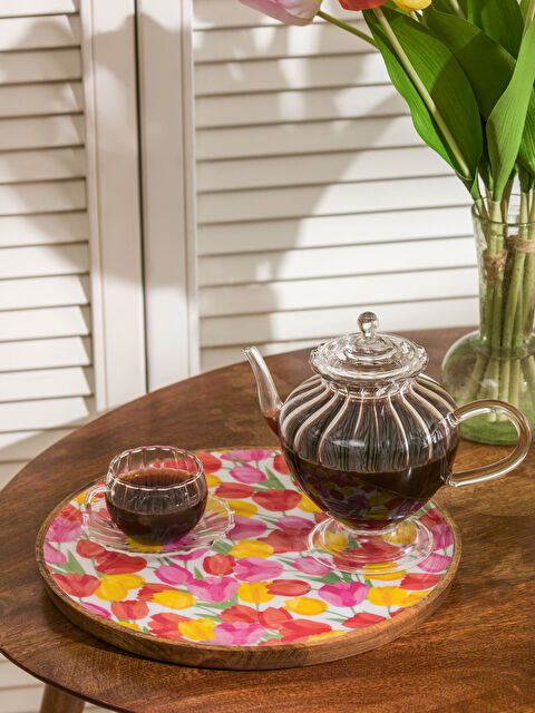 LCW HOME Çiçek Baskılı Ahşap Tepsi 30 cm - S6CR80Z8-F9C