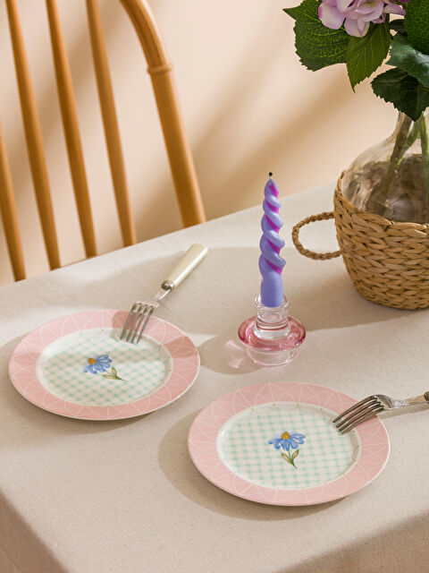 LCW HOME Çiçek Baskılı Porselen Pasta Tabağı 2'li - S6CT94Z8-M0T