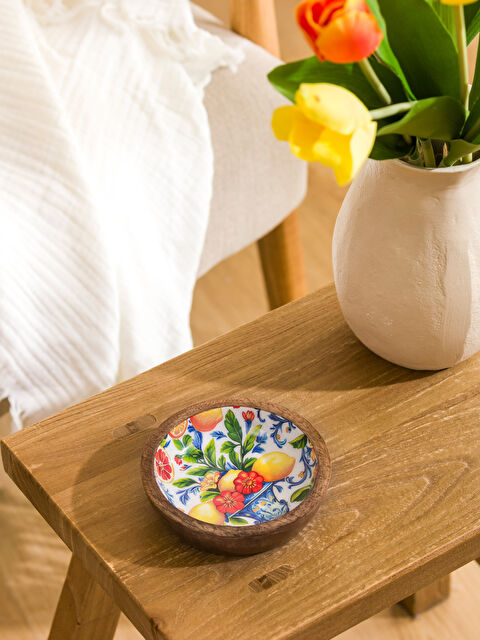 LCW HOME Floral Patterned Wooden Bowl 12 cm - S6CY71Z8-M0T