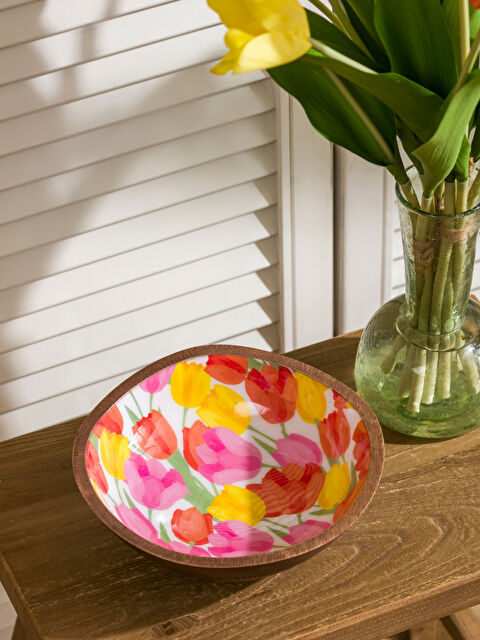 LCW HOME Çiçek Baskılı Ahşap Salata Kasesi 20 cm - S6CY72Z8-M0T
