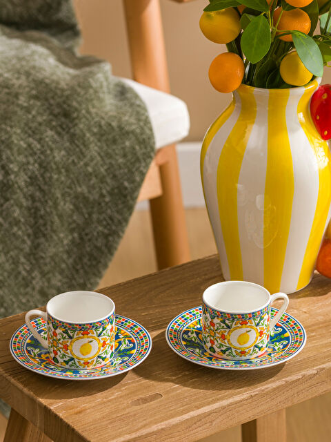 LCW HOME Baskılı 2 Kişilik Porselen Kahve Fincan Takımı 90 Ml
