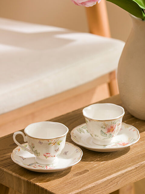 LCW HOME Çiçek Baskılı 2 Kişilik Porselen Kahve Fincan Takımı 90 ml - S6DM19Z8-F9C