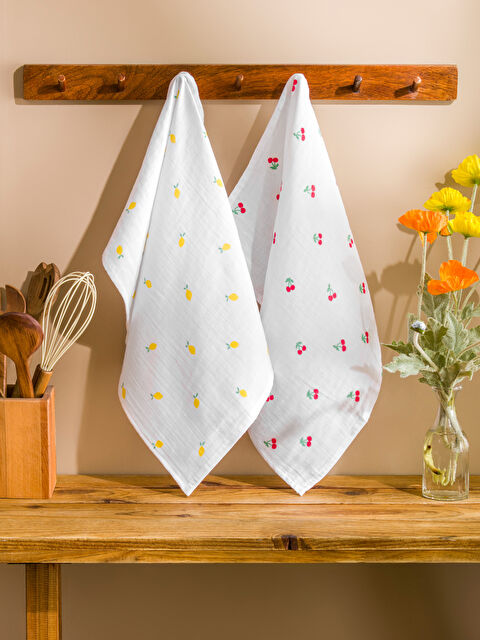 LCW HOME Pamuklu Baskılı Kurulama Bezi 2'li 40x60 cm - W5L686Z8-F9C