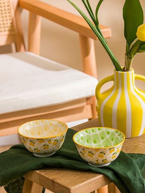 LCW HOME Lemon Print Porcelain Bowl 2 Pack - S6DQ05Z8-M0T