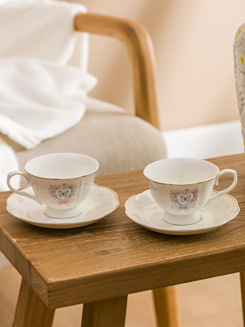 LCW HOME Kelebek Baskılı 2 Kişilik Porselen Kahve Fincan Takımı 90 ml - S6DY03Z8-F9C