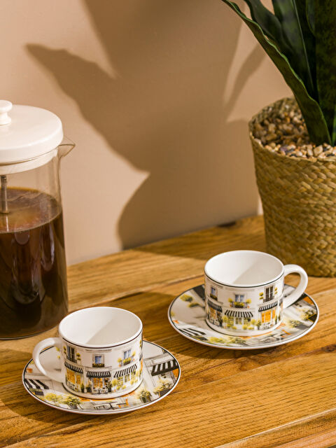 LCW HOME Baskılı 2 Kişilik Porselen Kahve Fincan Takımı 90 ml - S6DY16Z8-F9C