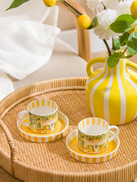 LCW HOME Baskılı 2 Kişilik Porselen Kahve Fincan Takımı 115 ml - S6DY18Z8-F9C