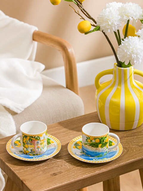 LCW HOME Baskılı 2 Kişilik Porselen Kahve Fincan Takımı 110 ml