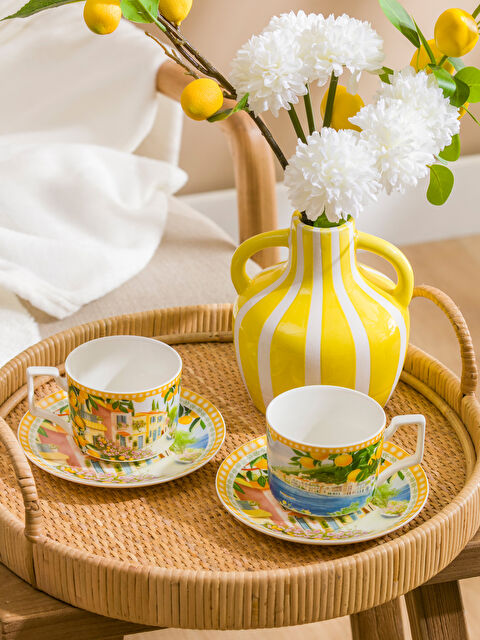 LCW HOME Комплект порцеланови чаши за кафе с принт за двама - S6ET26Z8-F9C