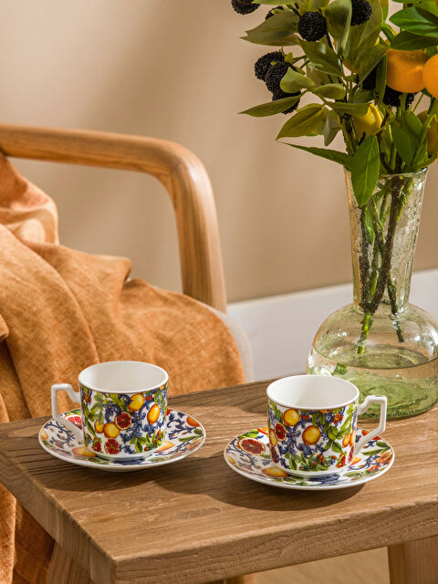 LCW HOME Çiçek Desenli 2 Kişilik Porselen Kahve Fincan Takımı 90 ml