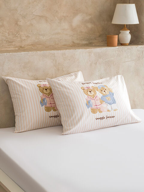 LCW HOME Ayıcık Baskılı Pamuklu Yastık Kılıfı 2'li 50x70 cm - S6GY96Z8-F9C