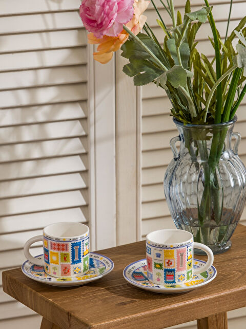 LCW HOME Baskılı 2 Kişilik Porselen Kahve Fincan Takımı 90 ml