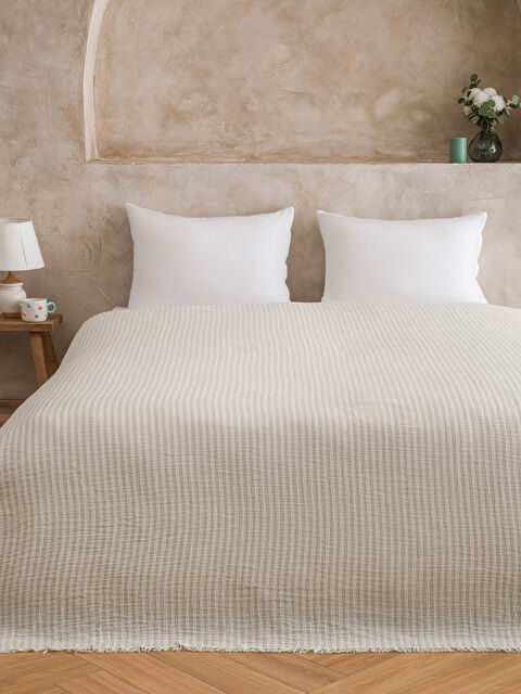 LCW HOME Çift Kişilik Pamuklu Müslin Yatak Örtüsü