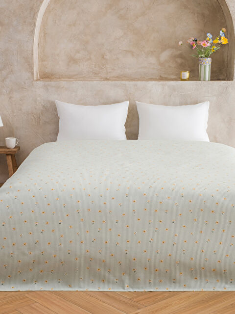 LCW HOME Papatya Desenli Çift Kişilik Pike - S6J517Z8-F9C