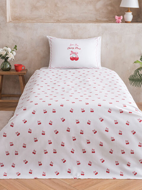 LCW HOME Kiraz Desenli Tek Kişilik Pike Seti