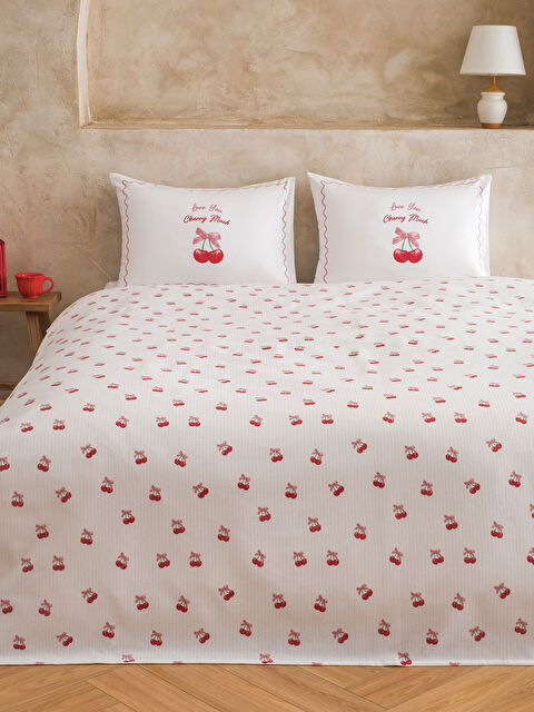 LCW HOME Kiraz Desenli Çift Kişilik Pike Takımı