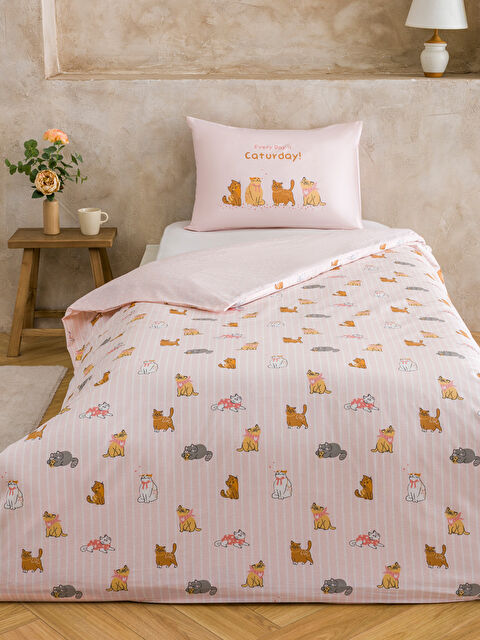 LC WAIKIKI Kedi Desenli Tek Kişilik Nevresim Seti - S6K007Z4-F9C