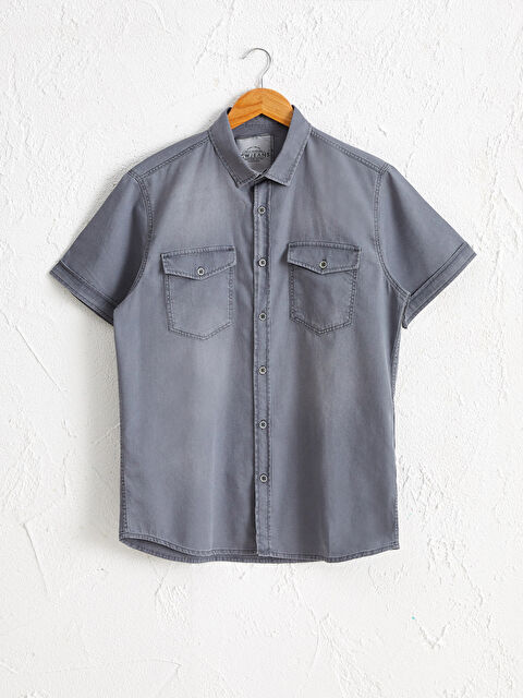 LCW Jeans Slim Fit Short Sleeve Jean Shirt - 0S5090Z8-GRD