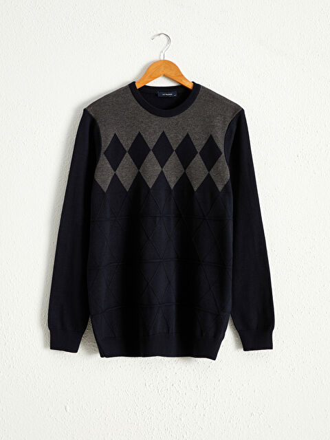 LCWAIKIKI Classic Свитер из легкого трикотажа с круглым вырезом и принтом - 0W0818Z8-NOO