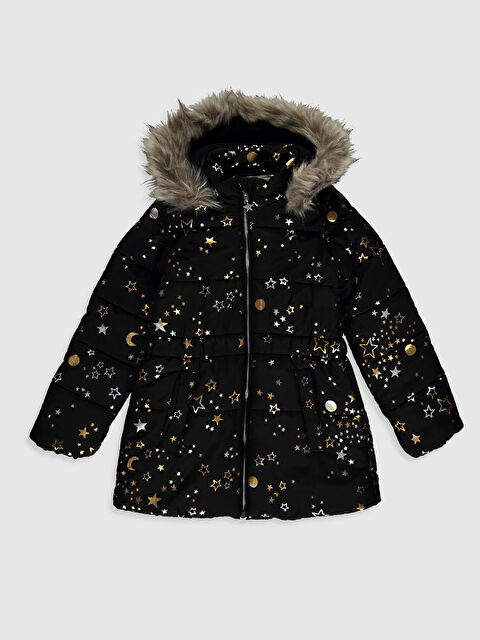 LCW Kids Пальто Для Девочек С Принтом И Капюшоном С Перьями - 0W1375Z4-LQJ