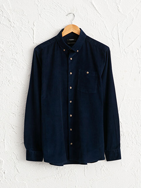 LCWAIKIKI Basic قميص قطيفة كم طويل بقصة عادية - 0W4132Z8-CRP