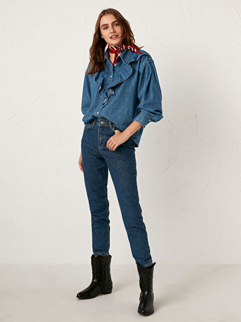 LCW Jeans Yüksek Bel Mom Fit Kadın Jean Pantolon - 0WDC18Z8-507