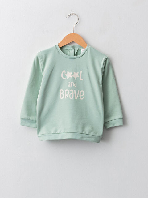 LCW baby Crew Neck Long Sleeve Printed Baby Girl Sweatshirt - W13510Z1-GJM