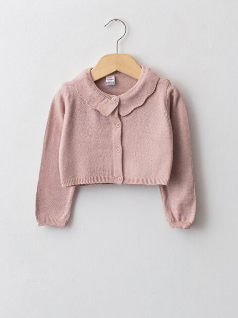 LCW baby Кардиган-болеро для малышки девочки, однотонный, с круглым вырезом и длинными рукавами - W15501Z1-QQQ