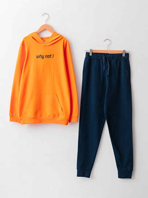 LCW Kids Sweat-Shirt à Capuche Imprimé à Manches Longues et Pantalon de Survêtement Garçon - W16799Z4-FKV