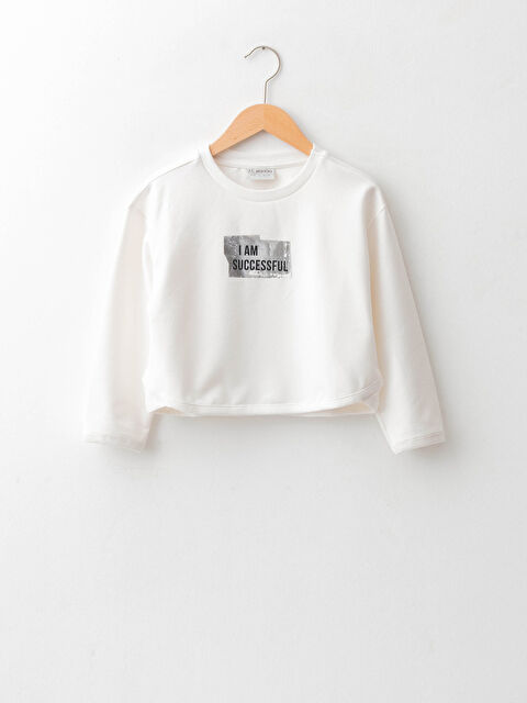 LCW Kids Crew Neck Printed Long Sleeve Girls' Sweatshirt - W1BL18Z4-FDH