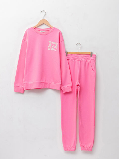 LCW Kids Ensemble de Survêtement pour Filles à Col Rond Imprimé et Manches Longues - W1BT50Z4-FNL