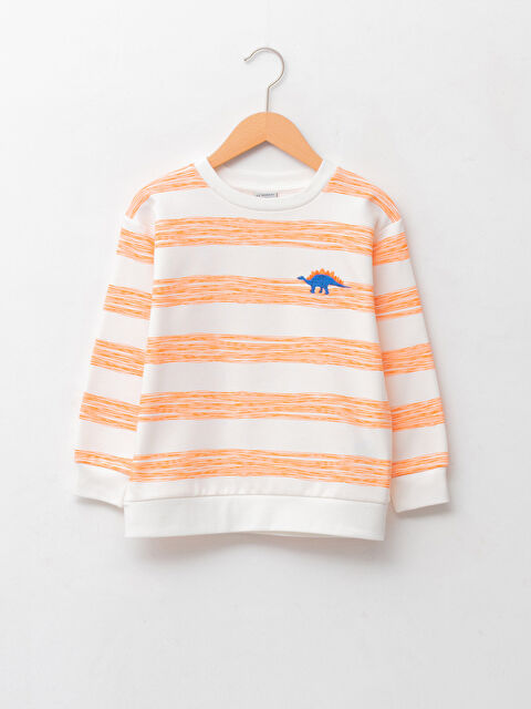 LCW Kids Суитшърт с кръгло деколте, раиран, с дълъг ръкав за момчета - W1BT84Z4-LSR