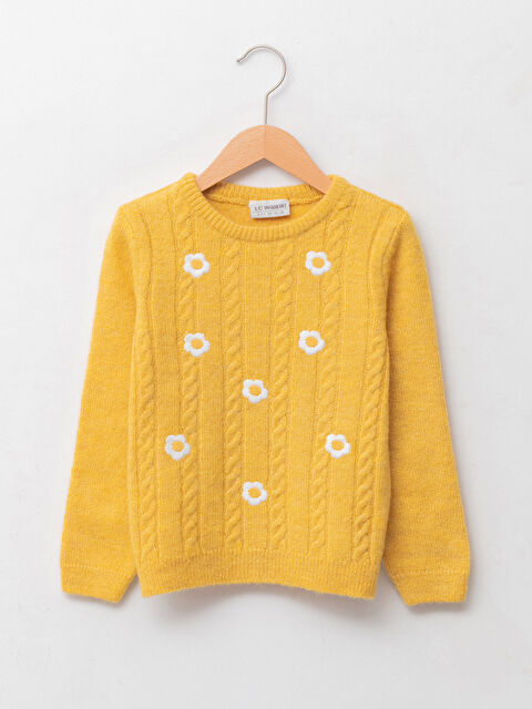 LCW Kids Свитер с круглым вырезом, узором и длинным рукавом для девочек из трикотажа - W1BU74Z4-FXD