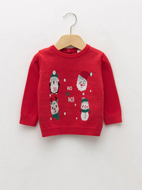 LCW baby Crew Neck Long Sleeve New Year Themed Baby Boys' Sweater - W1CN80Z1-HC3