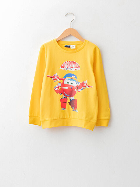 LCW Kids Crew Neck Wonderful Wings Printed Long Sleeve Boy's T-Shirt - W1CP13Z4-FX3