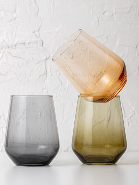 LCW HOME Color Block Glass Water Glass 3 Pcs 425 Ml - W1CT20Z8-LRW