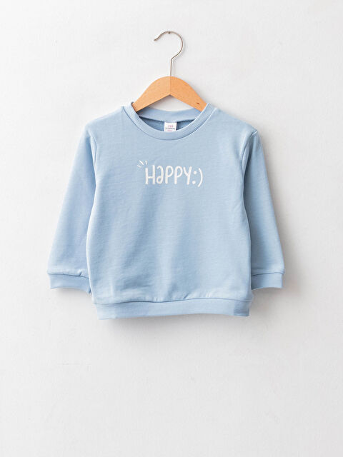 LCW baby Bisiklet Yaka Uzun Kollu Baskılı Kız Bebek Sweatshirt - W1DD06Z1-KAH