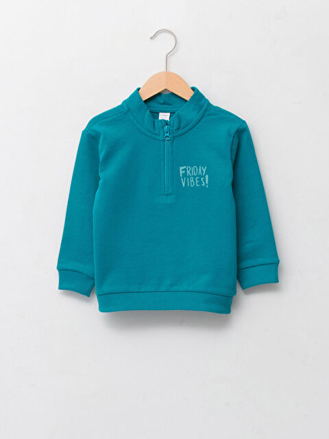 LCW baby Stand Up Collar Long Sleeve Printed Cotton Baby Boy Sweatshirt - W1DR66Z1-H3L