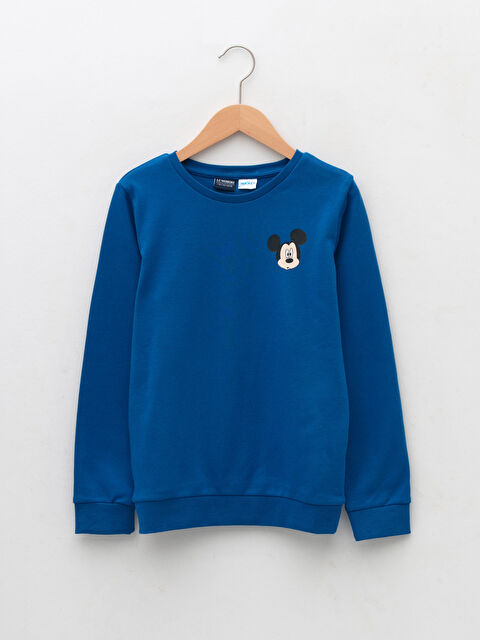 LCW Kids Bisiklet Yaka Mickey Mouse Baskılı Uzun Kollu Pamuklu Erkek Çocuk Tişört - W1IE35Z4-JV8