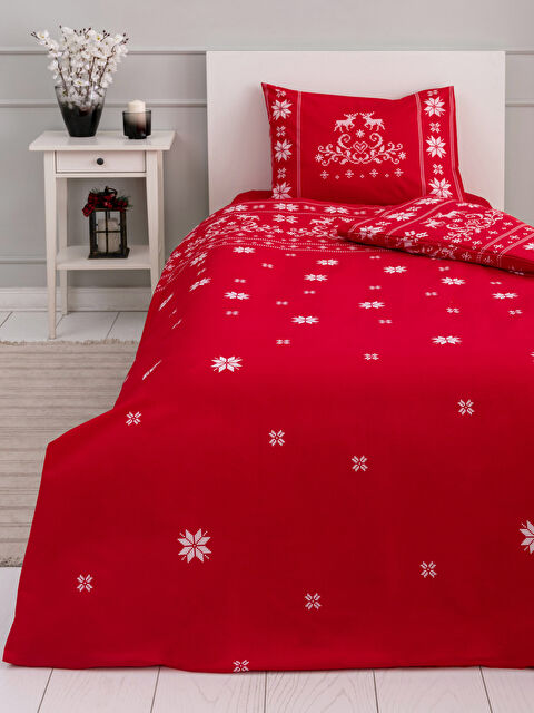 LCW HOME Parure de couette simple tissée imprimée à thème de Noël