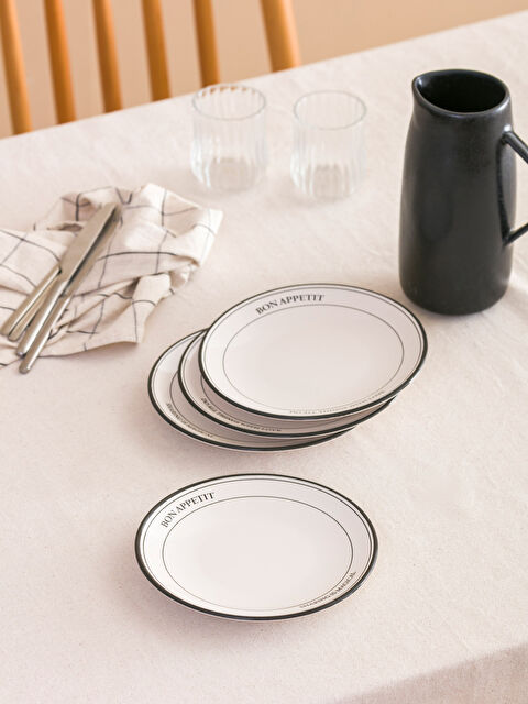 LCW HOME Yazı Baskılı Seramik Pasta Tabağı 4'lü - W3GK52Z8-LQJ