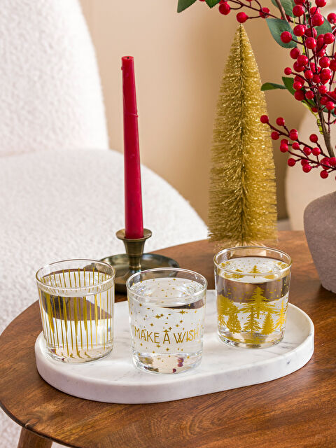 LCW HOME كوب زجاجي مطبوع ثلاثة ديال الباكات 380 مل