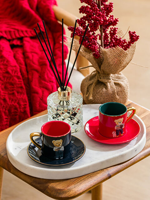 LCW HOME Teddy Bear Printed 2 Person Porcelain Coffee Cup Set 110 ml - W4CF04Z8-YHV