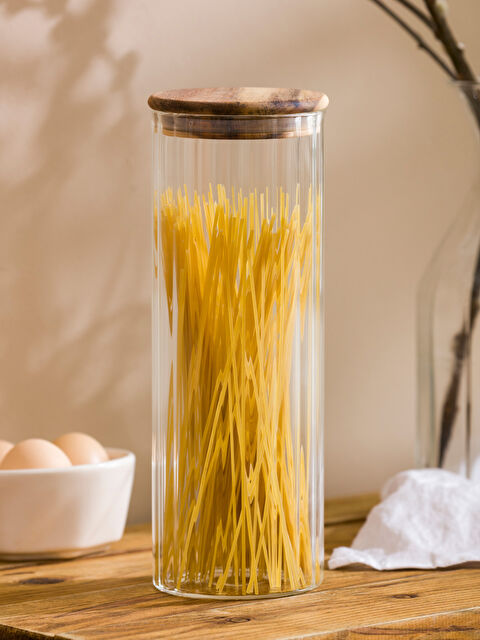 LCW HOME Ahşap Kapaklı Cam Saklama Kabı 11 cm - W4CH12Z8-Q57