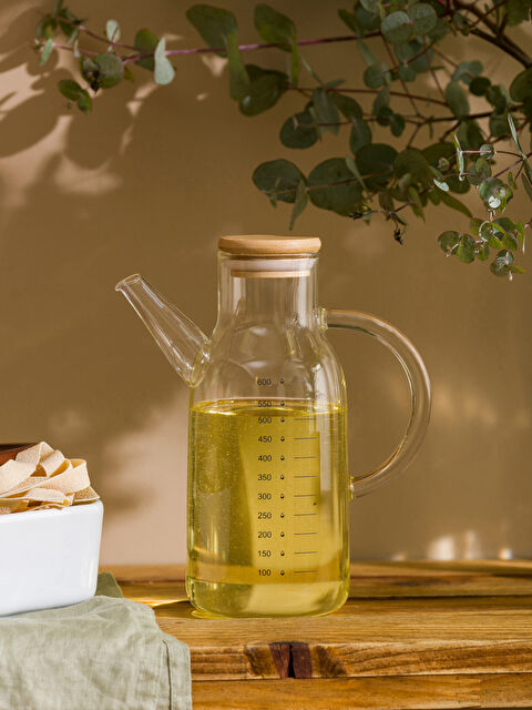 LCW HOME Wooden Lid Glass Oil Bottle 600 ml