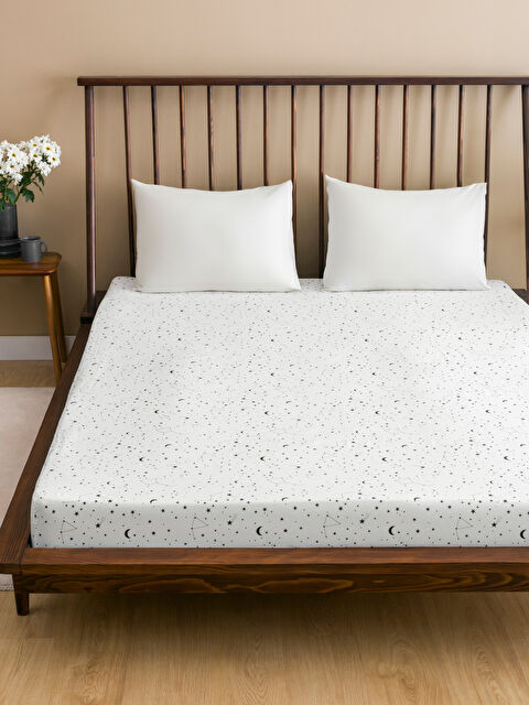 LCW HOME Gökyüzü Baskılı Çift Kişilik Lastikli Çarşaf - W4H294Z8-LQJ