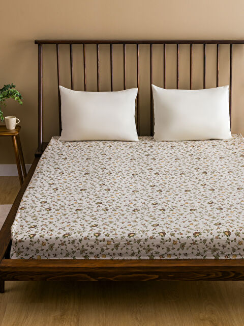 LCW HOME Çiçek Desenli Çift Kişilik Lastikli Çarşaf - W4KU27Z8-F9C