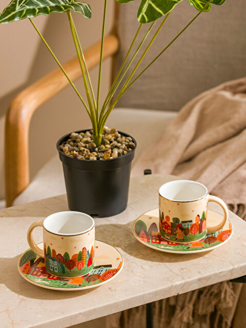 LCW HOME Baskılı 2 Kişilik Porselen Kahve Fincan Takımı 90 ml - W56265Z8-M0T