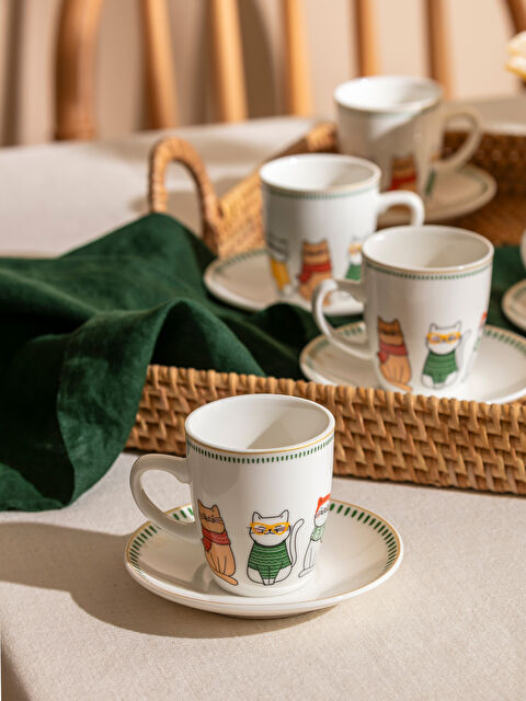 LCW HOME Baskılı 6 Kişilik Porselen Kahve Fincan Takımı 90 ml - W56816Z8-M0T