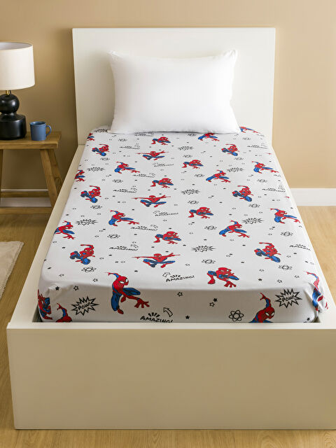 LCW HOME Spider-Man Baskılı Tek Kişilik Lastikli Çarşaf - W5GB62Z8-F9C